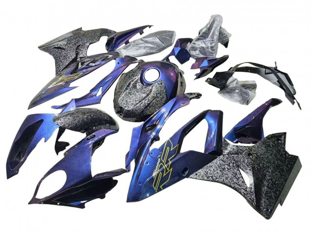 2015-2016 BMW S1000RR Motorcycle Fairings - Gradient Purple Blue Forged Carbon Fiber UK