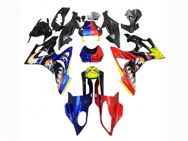 2009-2014 BMW S1000RR Motorcycle Fairings - Red Blue Yellow Shark UK