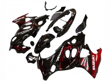 Buy 2004-2006 Suzuki GSX600F/GSX750F Motorcycle Fairings - Glossy Black Red Flame UK