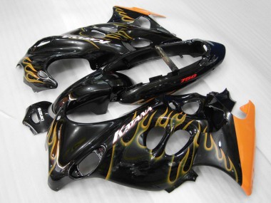 Buy 2004-2006 Suzuki GSX600F/GSX750F Motorcycle Fairings - Glossy Black Orange Flame Katana UK