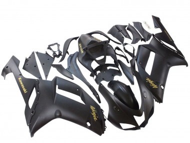 Buy 2007-2008 Kawasaki ZX6R Motorcycle Fairings - Matte Black with Yellow Logo Ninja UK