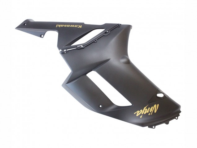 2007-2008 Kawasaki ZX6R Motorcycle Fairings - Matte Black with Yellow Logo Ninja UK
