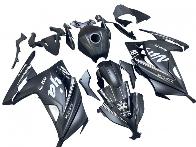 2013-2017 Kawasaki EX300 Motorcycle Fairings - Matte Black White Elf Snow UK