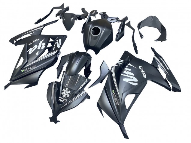 2013-2017 Kawasaki EX300 Motorcycle Fairings - Matte Black White Elf Snow UK