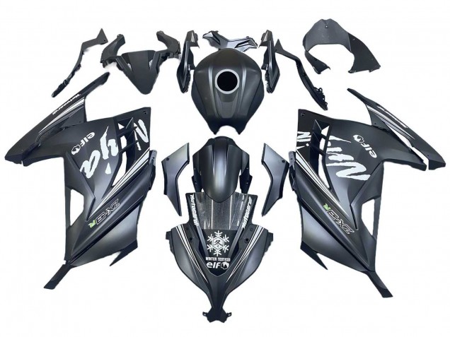 2013-2017 Kawasaki EX300 Motorcycle Fairings - Matte Black White Elf Snow UK