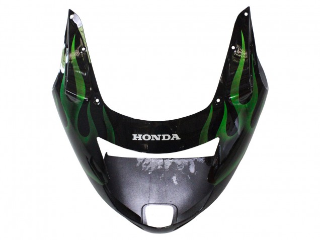 1996-2007 Honda CBR1100XX Blackbird Motorcycle Fairing - Glossy Black Green Flame UK