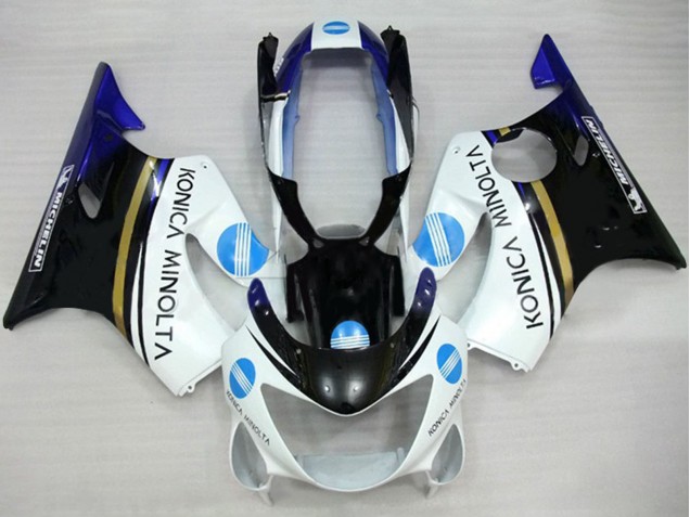 1999-2000 Honda CBR600 F4 Motorcycle Fairings - White Blue Glossy Black Konica Minolta UK