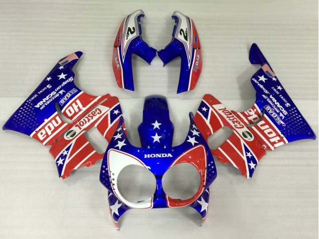 1992-1993 Honda CBR900RR 893 Motorcycle Fairings - White Red Blue Star Castrol UK