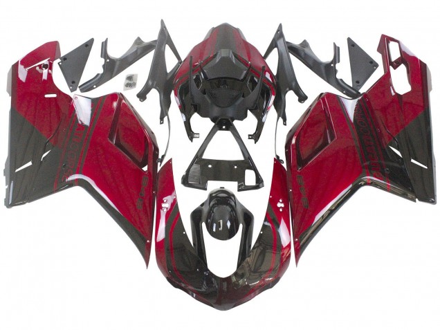 2007-2014 Ducati 848 Motorcycle Fairing - Red Glossy Black UK