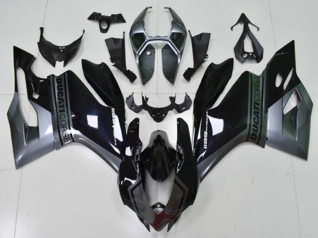 2011-2014 Ducati Panigale 1199 Motorcycle Fairings - Grey Glossy Black UK