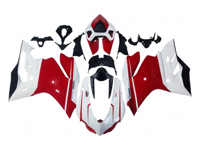 2011-2014 Ducati 1199 Motorcycle Fairings - White Red Glossy Black UK