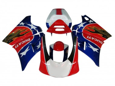 Buy 1993-2005 Ducati 748/916/996/998 Motorcycle Fairings - White Red Blue Glossy Black Flame UK