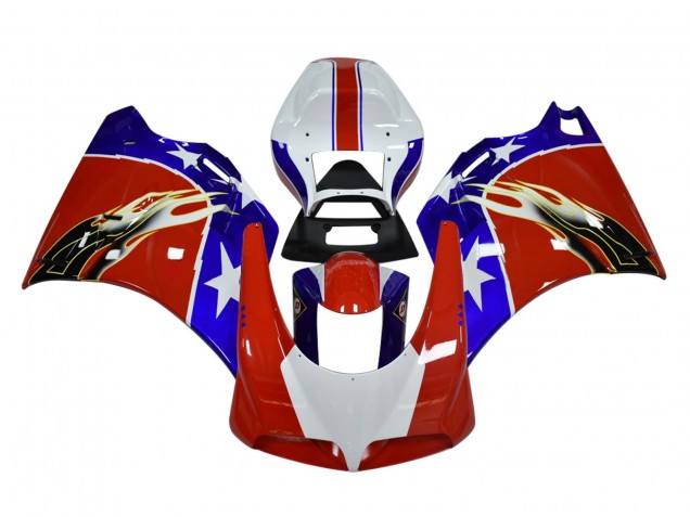 1993-2005 Ducati 748/916/996/998 Motorcycle Fairings - White Red Blue Black Flame UK