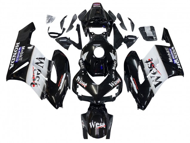 2004-2005 Honda CBR1000RR Motorcycle Fairings - Glossy Black White West UK