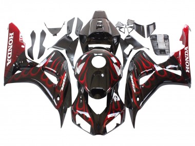 Buy 2006-2007 Honda CBR1000RR Motorcycle Fairing - Glossy Black Red Flame UK