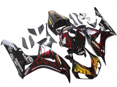 Buy 2006-2007 Honda CBR1000RR Motorcycle Fairings - Glossy Black Yellow Red Flame UK