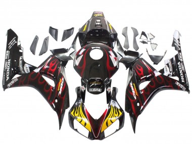 Buy 2006-2007 Honda CBR1000RR Motorcycle Fairings - Glossy Black Yellow Red Flame UK