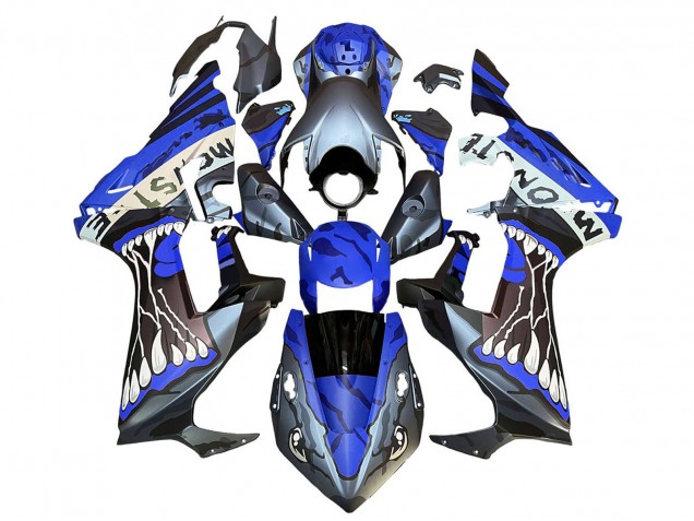 2017-2023 Honda CBR1000RR Motorcycle Fairings - Blue Grey Glossy Black Monster UK