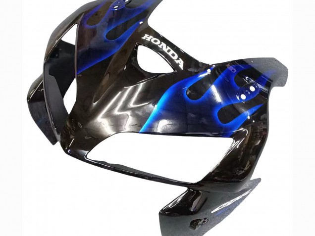2005-2006 Honda CBR600RR Motorcycle Fairing - Glossy Black Blue Flame UK