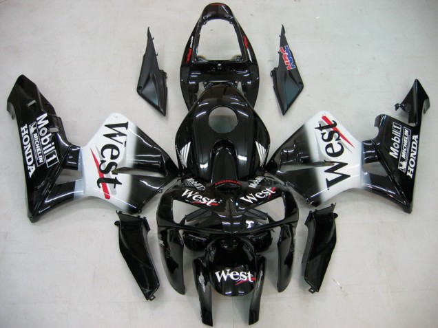 2005-2006 Honda CBR600RR Motorcycle Fairings - Glossy Black White West UK