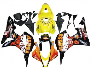 Buy 2007-2008 Honda CBR600RR Motorcycle Fairings - Yellow Orange Glossy Black Rossi Repsol UK