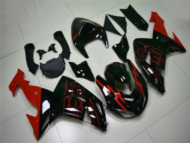 Buy 2006-2007 Kawasaki ZX10R Motorcycle Fairings - Glossy Black Red UK