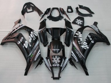 Buy 2011-2015 Kawasaki ZX10R Motorcycle Fairings - Glossy Black White Elf Snow Decal UK