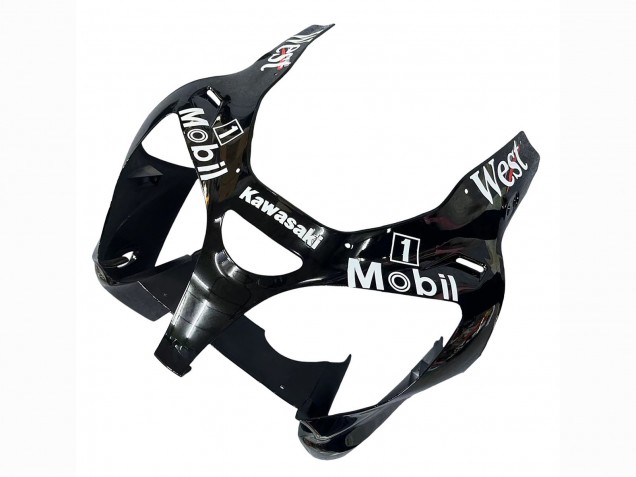 2000-2002 Kawasaki ZX6R Motorcycle Fairings - Glossy Black White West Michelin UK