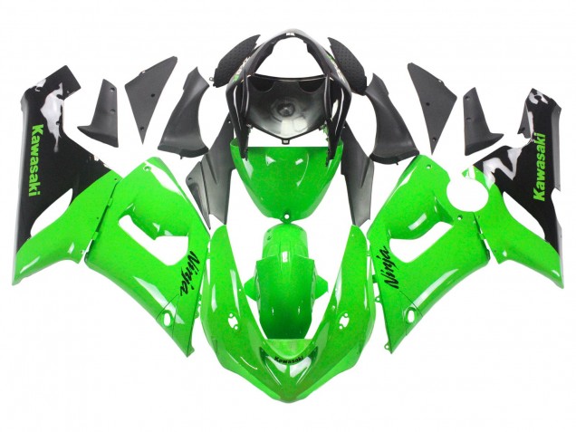 2005-2006 Kawasaki ZX6R Motorcycle Fairings - Green Black Ninja UK