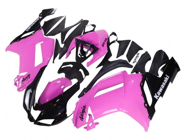 2007-2008 Kawasaki ZX6R Motorcycle Fairings - Black Pink Ninja UK