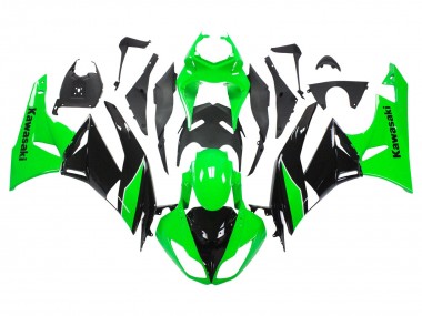 Buy 2009-2012 Kawasaki ZX6R Motorcycle Fairings - Green Glossy Black UK