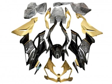 Buy 2019-2022 Kawasaki ZX6R Motorcycle Fairings - Gold Glossy Black White Honeycomb UK