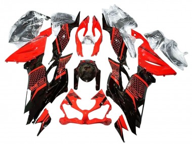 Buy 2019-2022 Kawasaki ZX6R Motorcycle Fairings - Red Glossy Black Honeycomb UK