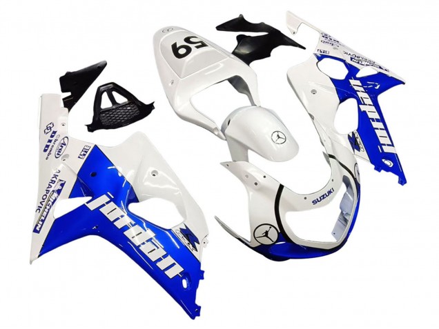 2000-2002 Suzuki GSXR1000 Motorcycle Fairings - White Blue Jordan 59 UK
