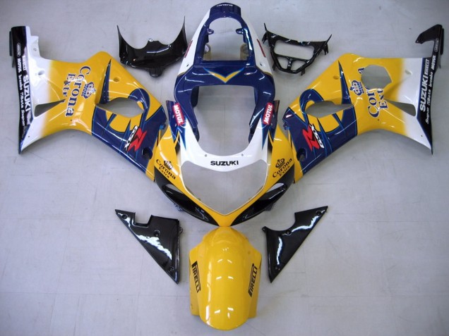 2000-2002 Suzuki GSXR1000 Motorcycle Fairings - Yellow Dark Blue White Motul Corona UK