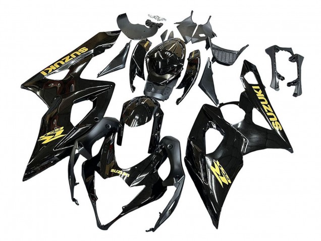 2005-2006 Suzuki GSXR 1000 Motorcycle Fairings - Glossy Black Gold Decal UK