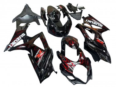 Buy 2007-2008 Suzuki GSXR 1000 Motorcycle Fairings - Black Red Flame UK