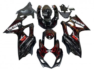 Buy 2007-2008 Suzuki GSXR 1000 Motorcycle Fairings - Black Red Flame UK