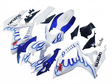 Buy 2006-2007 Suzuki GSXR 600 / GSXR 750 Motorcycle Fairings - White Blue Flame UK