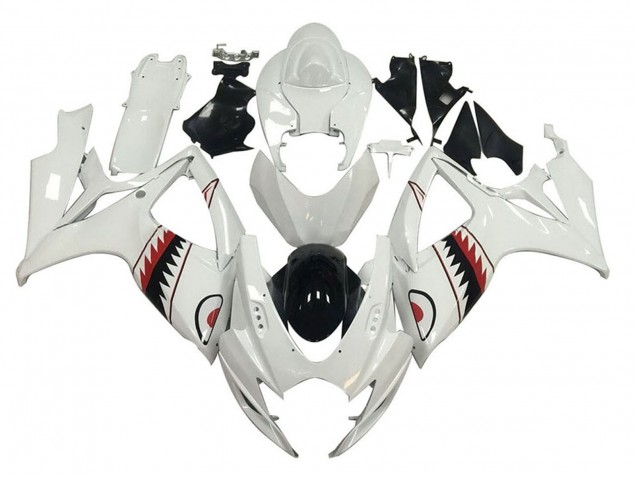 2006-2007 Suzuki GSXR 600 / GSXR 750 Motorcycle Fairings - White Red Black Shark UK