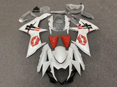 Buy 2008-2010 Suzuki GSXR 600 / GSXR 750 Motorcycle Fairings - White Red Lipstick UK