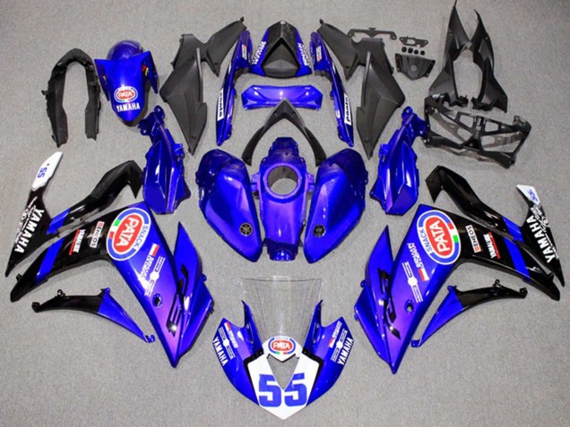 2015-2018 Yamaha YZF R3/R25 Motorcycle Fairings - Blue White Black ENEOS 55 UK