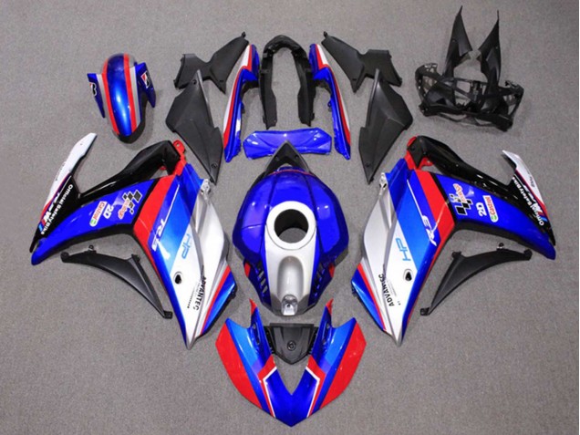2015-2018 Yamaha YZF R3/R25 Motorcycle Fairings - Blue Silver Red Black Castrol UK