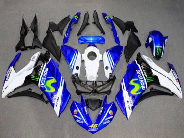 Buy 2015-2018 Yamaha YZF R3/R25 Motorcycle Fairings - White Blue Green MoviStar Monster UK