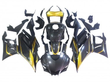 Buy 2019-2021 Yamaha YZF R3/R25 Motorcycle Fairings - Gold Black Carbon Fiber UK