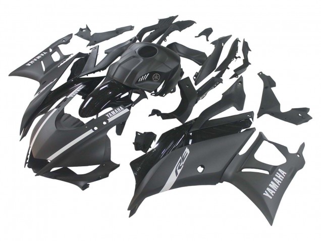 2019-2021 Yamaha YZF R3/R25 Motorcycle Fairings - Matte Black Silver UK