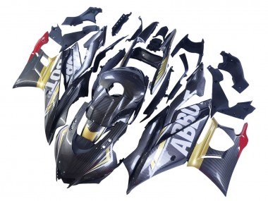 Buy 2022-2024 Yamaha YZF R3/R25 Motorcycle Fairings - Black Carbon Fiber Style Gold Red ABBOT UK