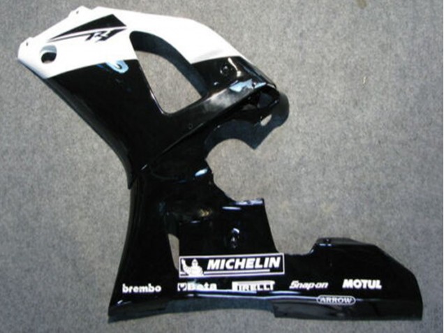 2000-2001 Yamaha YZF 1000 R1 Motorcycle Fairings - Glossy Black White Michelin UK