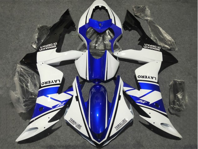2002-2003 Yamaha YZF 1000 R1 Motorcycle Fairings - White Blue Matte Black Yamalube UK