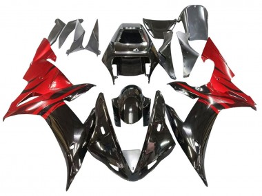 Buy 2002-2003 Yamaha YZF 1000 R1 Motorcycle Fairings - Glossy Black Red Flame UK